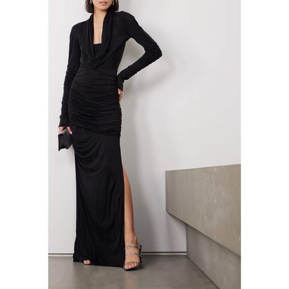 GAUGE81 Elos Maxi Dress in Black 38 6 New Womens Long Gown Hooded - Picture 14 of 16